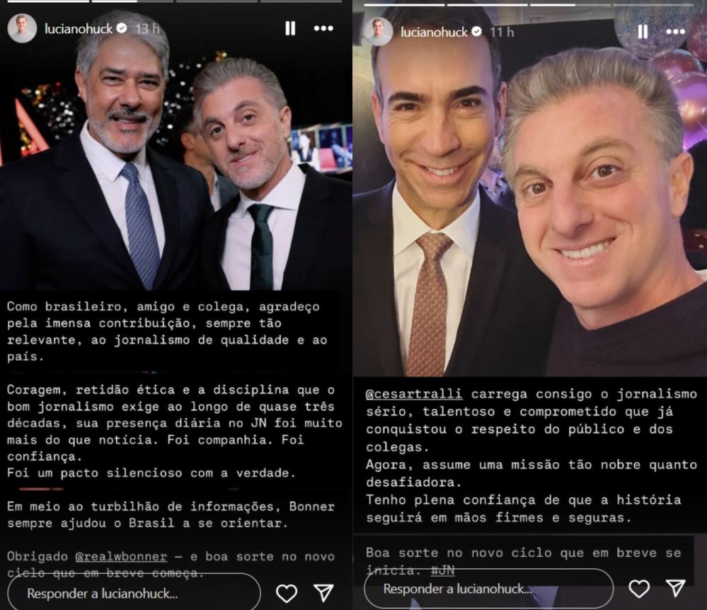 Luciano Huck publicou mensagens para os colegas de emissora Foto: @lucianohuck via Instagram