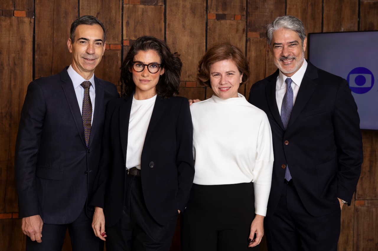 César Tralli e Renata Vasconcellos apresentarão juntos o 'Jornal Nacional'; Cristiana Sousa Cruz assumirá como editora-chefe após a saída de William Bonner, que também ocupava o cargo