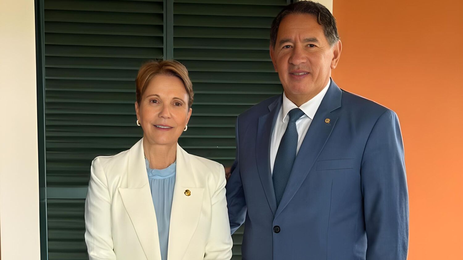 Senadora Tereza Cristina e o deputado Gerson Claro em encontro político no dia 29 de março deste ano, quando o PP e o União Brasil oficializaram a federação União Progressista.