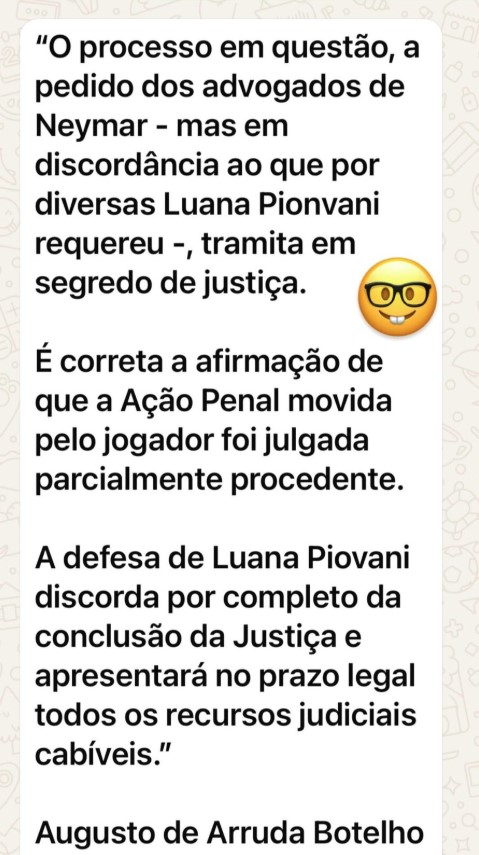 Advogado de Luana Piovani se manifestou sobre processo envolvendo Neymar 