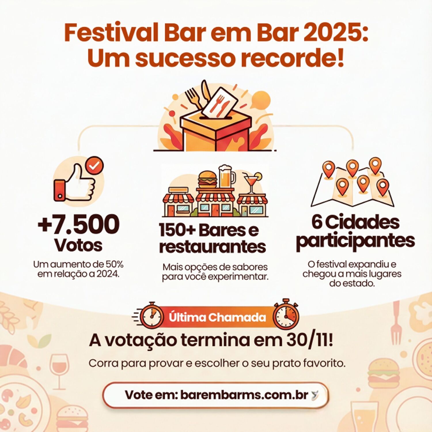 Pão artesanal, queijo derretido e brotos verdes compõem o hambúrguer da Tendas Burger, que disputa a categoria com visual ousado e sabor marcante.