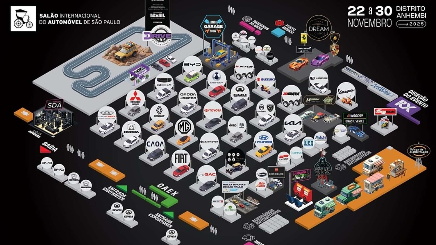 Mapa do salão internacional do automóvel de 2025.