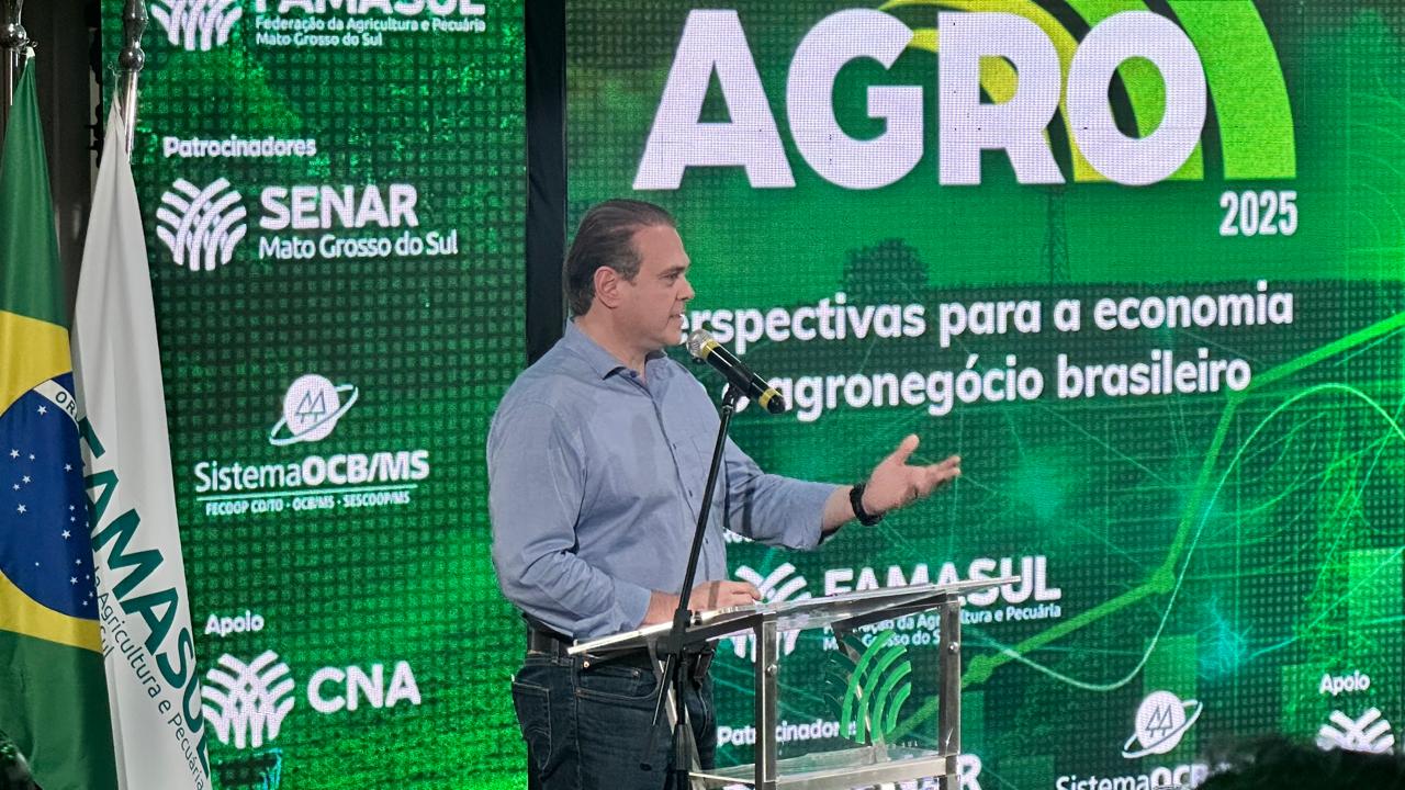 O presidente da Famasul, Marcelo Bertoni, durante o MS Agro 2025.