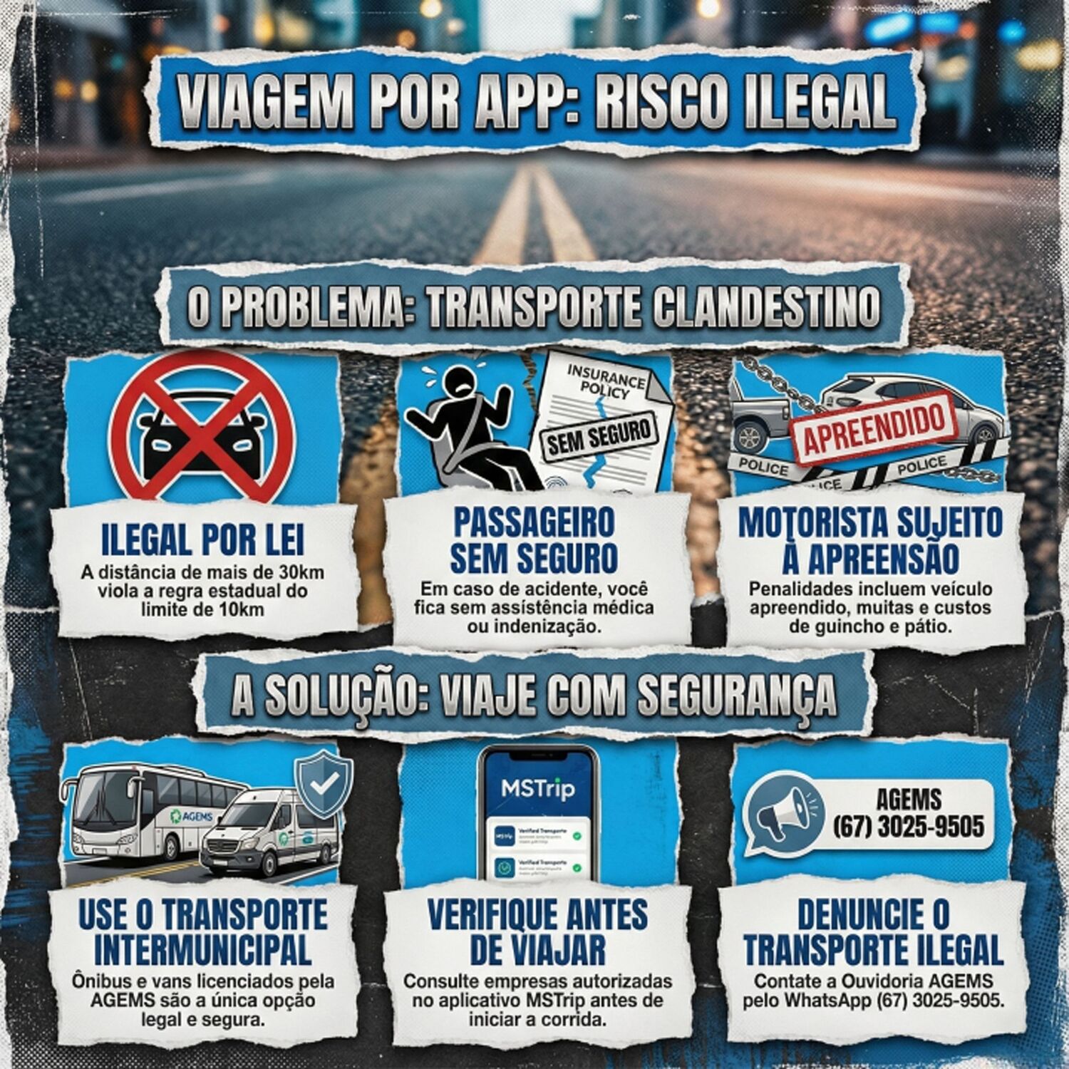 Infográfico produzido pelo jornal A Crítica destaca os riscos do transporte por aplicativo entre Campo Grande e Terenos, considerado ilegal pela AGEMS quando a distância entre os municípios ultrapassa 10 km.