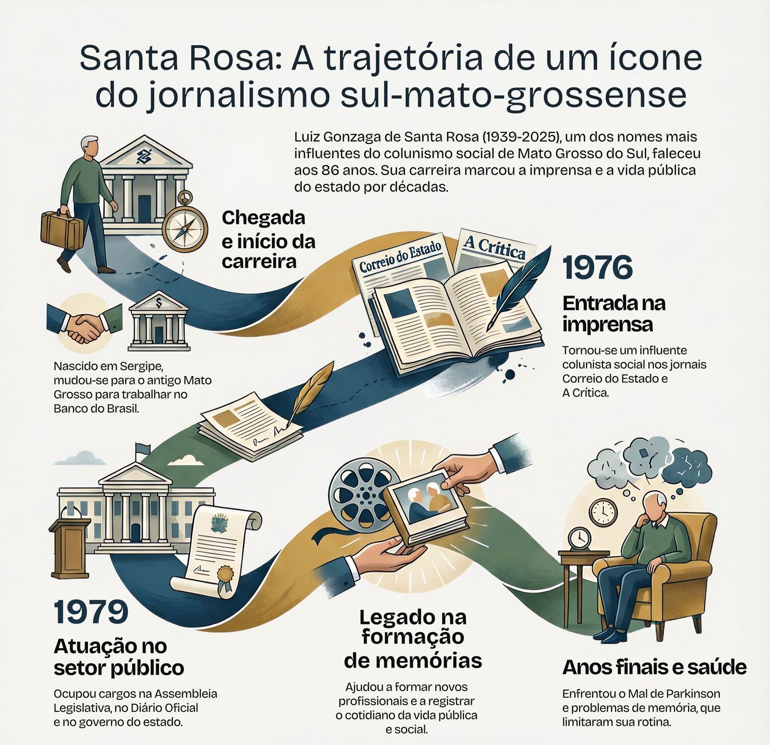 Morre em Campo Grande, aos 86 anos, Luiz Santa Rosa, ícone do colunismo social e da comunicação institucional em Mato Grosso do Sul.