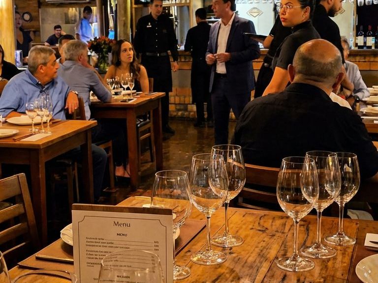 Momento do jantar harmonizado no Vermelho Grill, que marcou a chegada oficial dos vinhos brasileiros da Domus Mea à carta da casa.