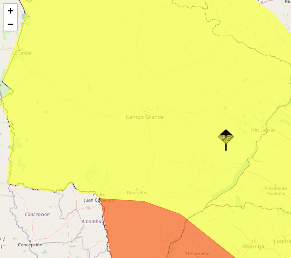 O Inmet emitiu alertas para Mato Grosso do Sul