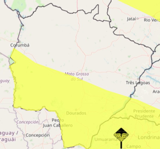 O INMET emitiu um alerta amarelo para parte do Estado para possibilidade de chuva