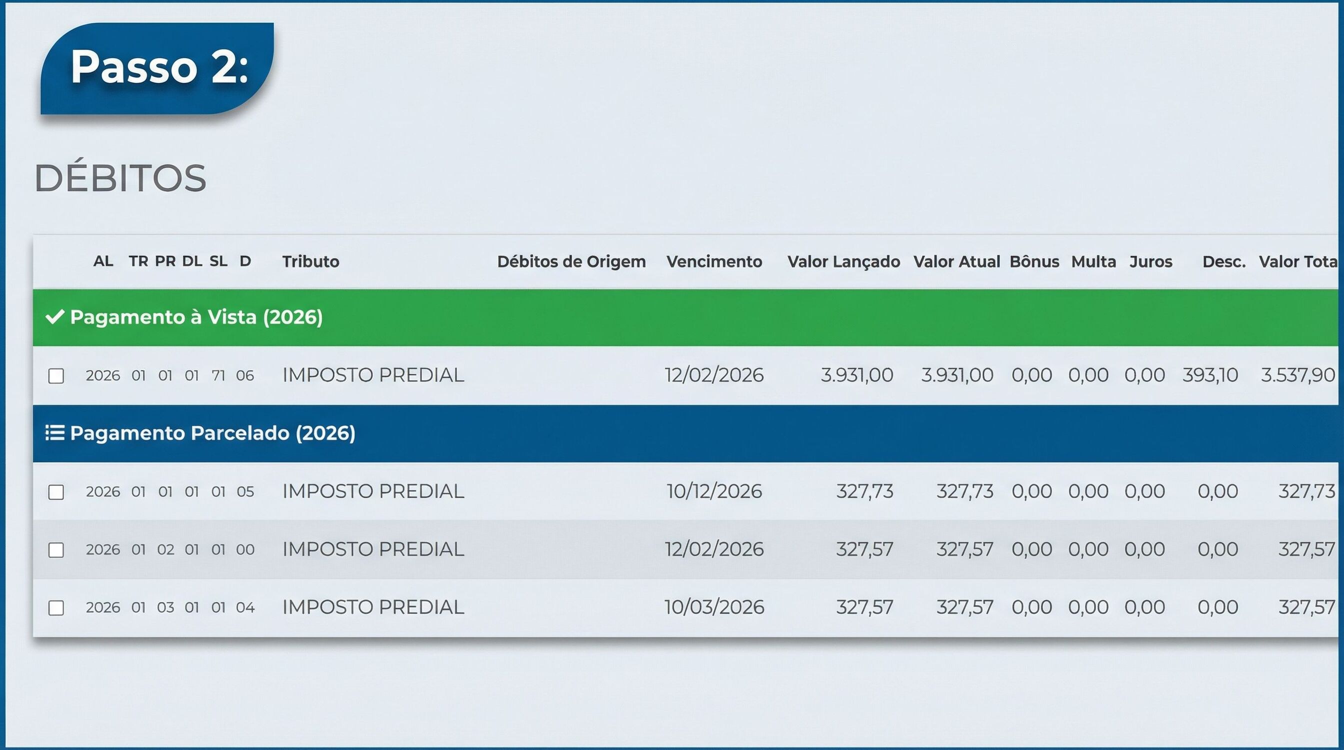 Passo a passo no site da Prefeitura inserir a inscrição municipal para consultar débitos.