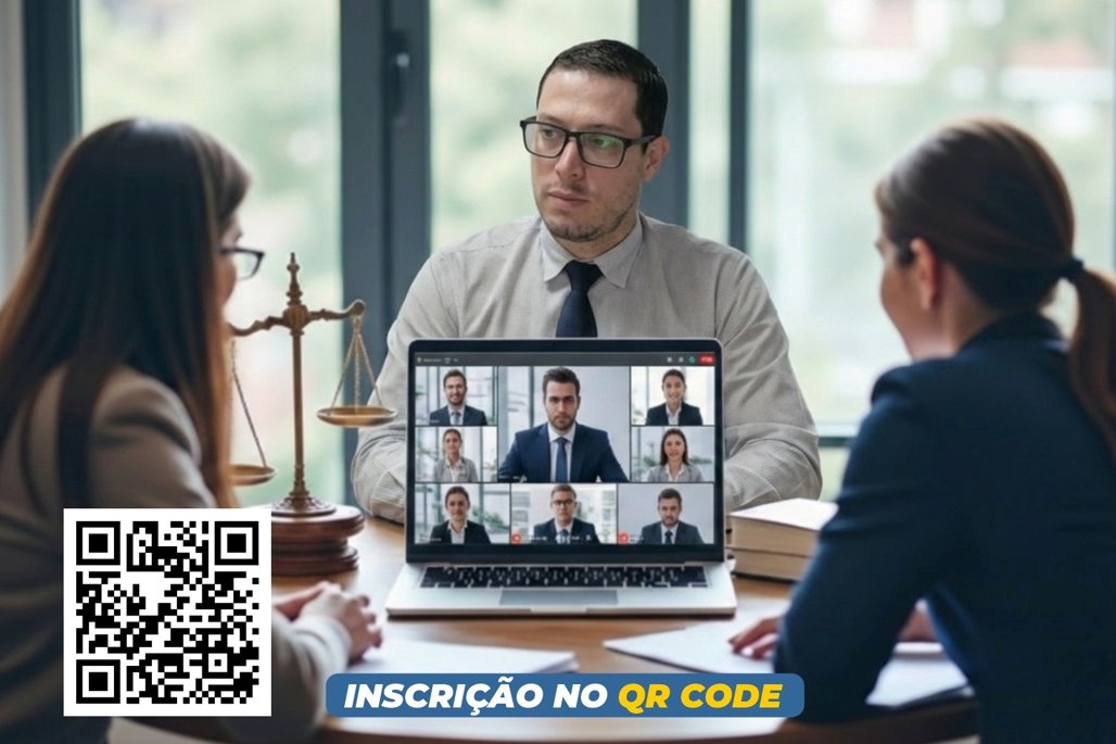 As inscrições para o curso na área jurídica podem ser feitas por meio do QR CODE presente na foto 