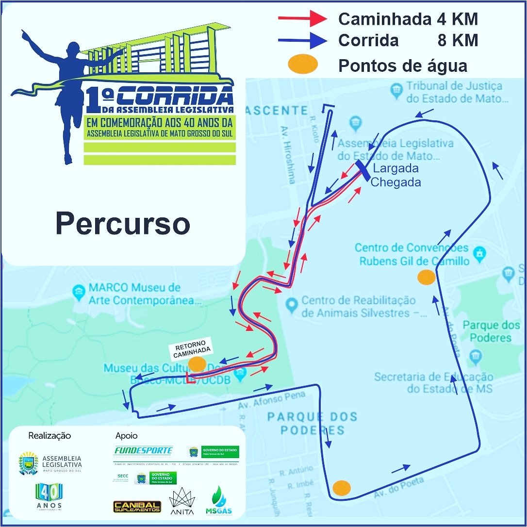 São 8 km de percurso de corrida e 4 km para os inscritos na caminhada