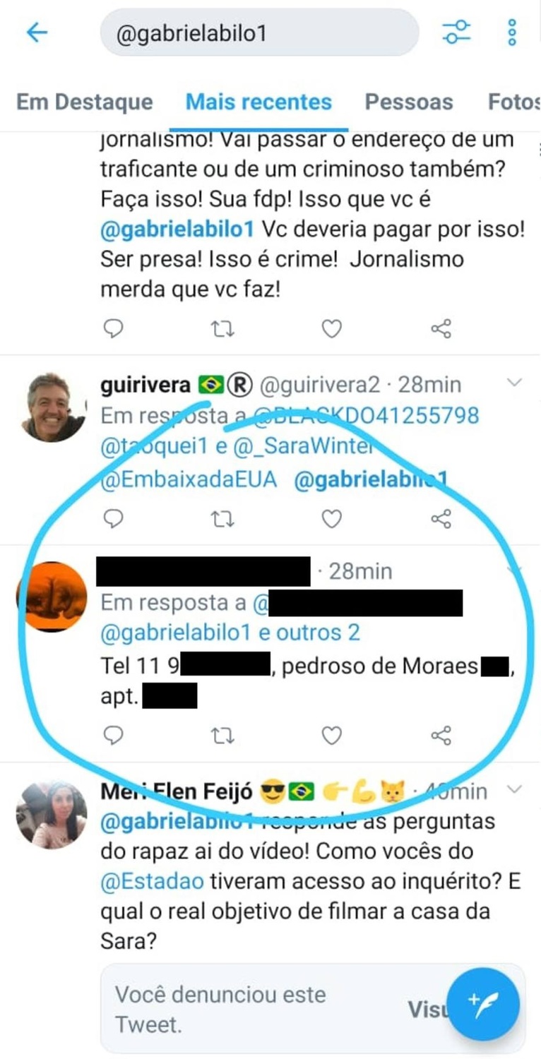 Endereço e telefone pessoal de fotógrafa do 'Estadão' foram publicados por apoiadores de Bolsonaro nas redes Foto: Reprodução/Twitter